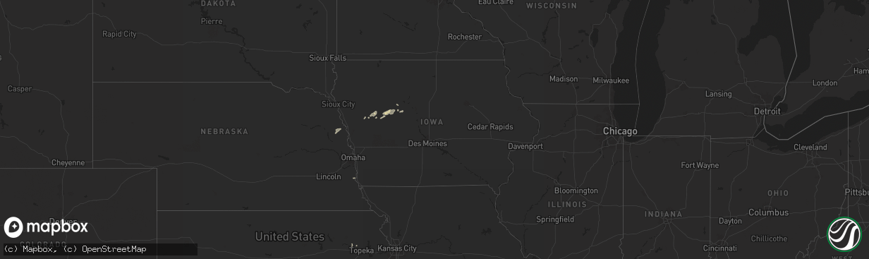 Hail map in Iowa on September 18, 2024