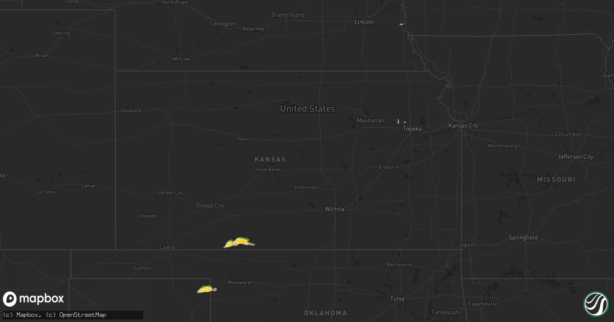 Hail map in Kansas on September 18, 2024