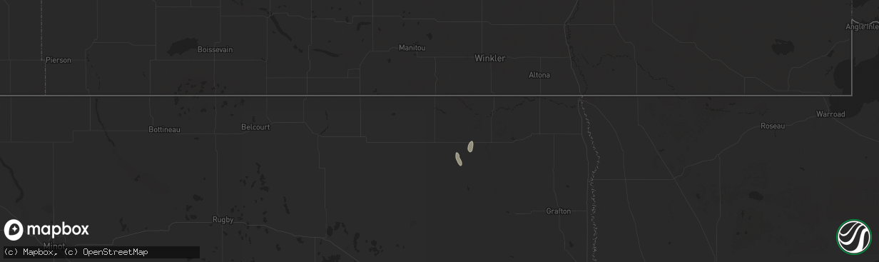 Hail map in Langdon, ND on September 18, 2024