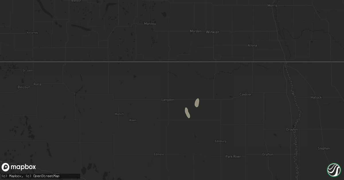 Hail map in Langdon, ND on September 18, 2024