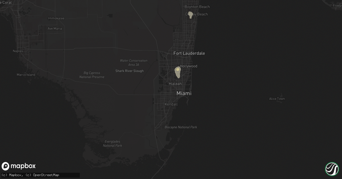 Hail map in Miami, FL on September 18, 2024