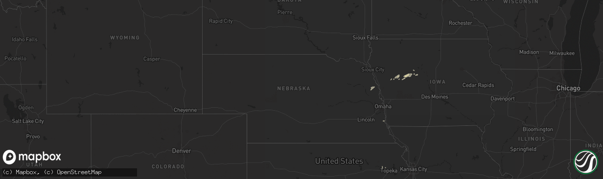 Hail map in Nebraska on September 18, 2024