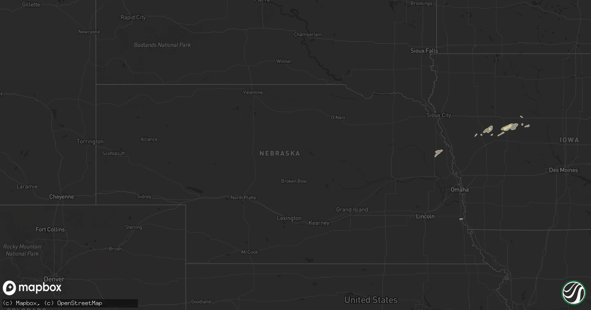 Hail map in Nebraska on September 18, 2024