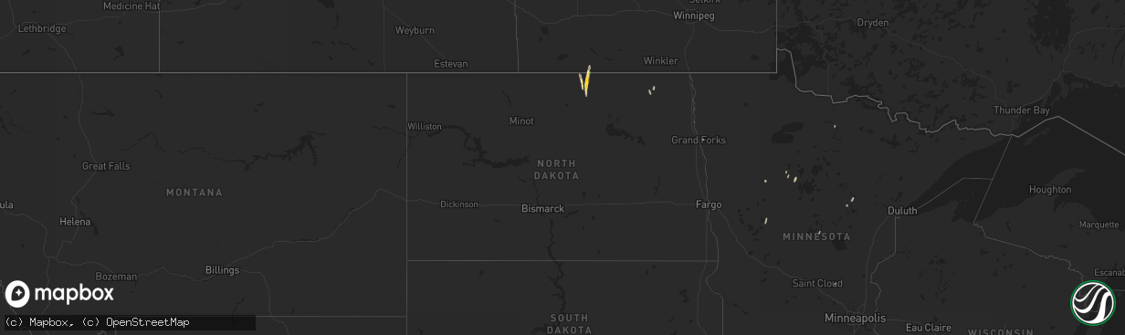 Hail map in North Dakota on September 18, 2024