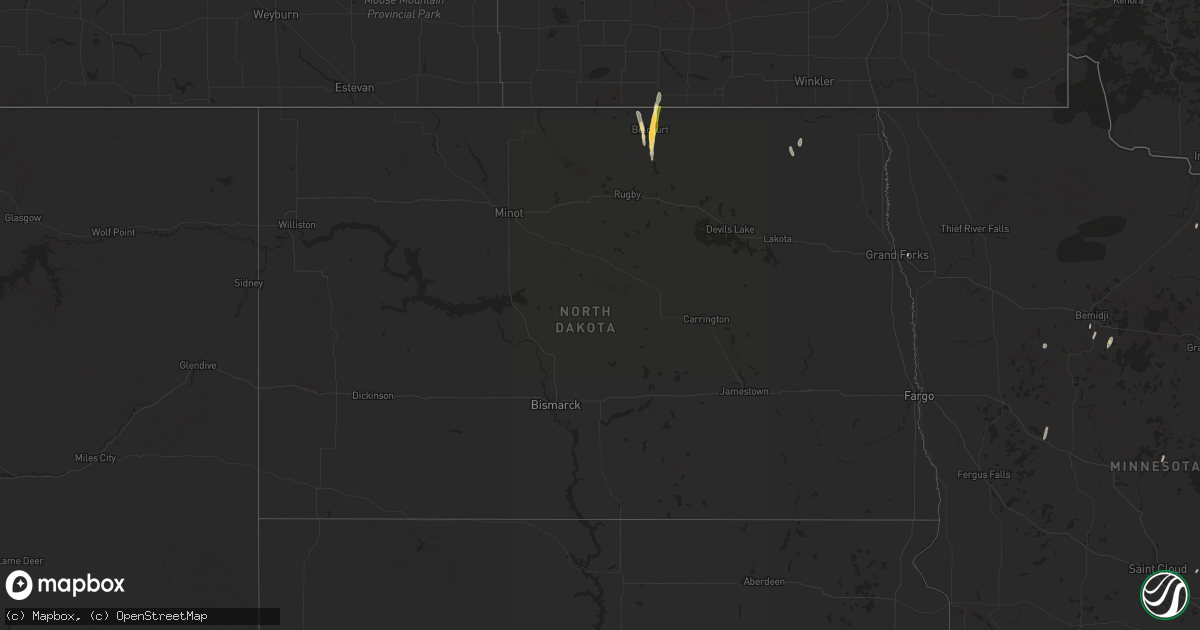 Hail map in North Dakota on September 18, 2024
