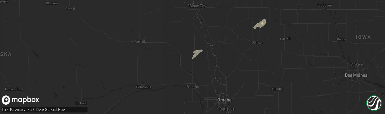 Hail map in Oakland, NE on September 18, 2024