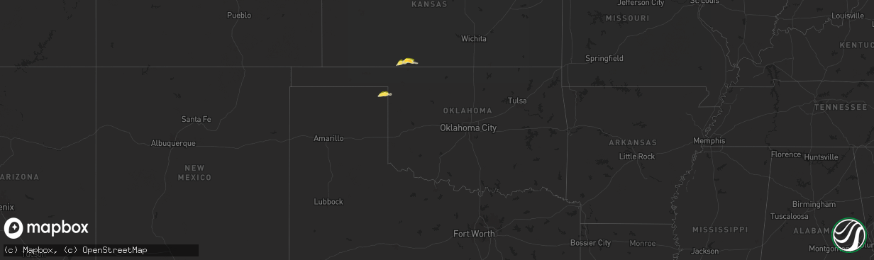 Hail map in Oklahoma on September 18, 2024