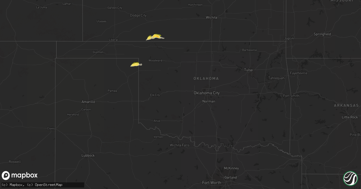 Hail map in Oklahoma on September 18, 2024