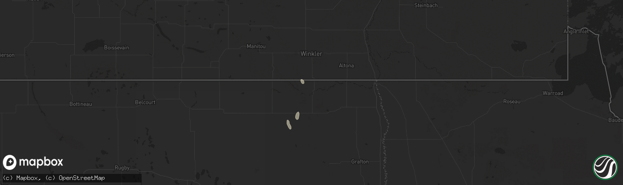 Hail map in Walhalla, ND on September 18, 2024