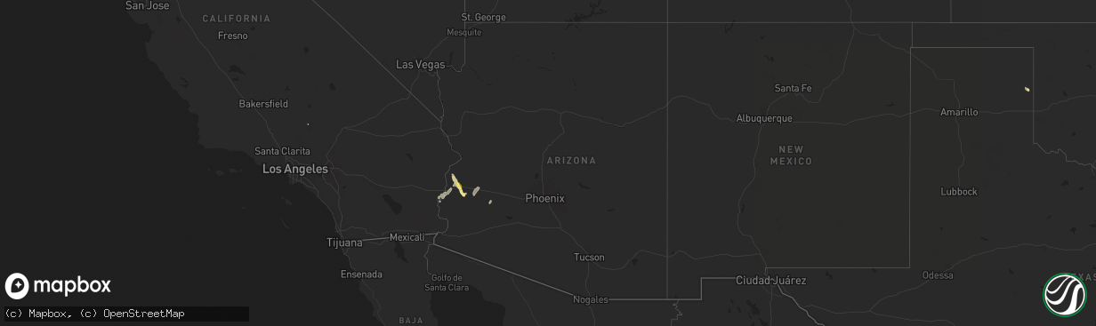 Hail map in Arizona on September 18, 2025