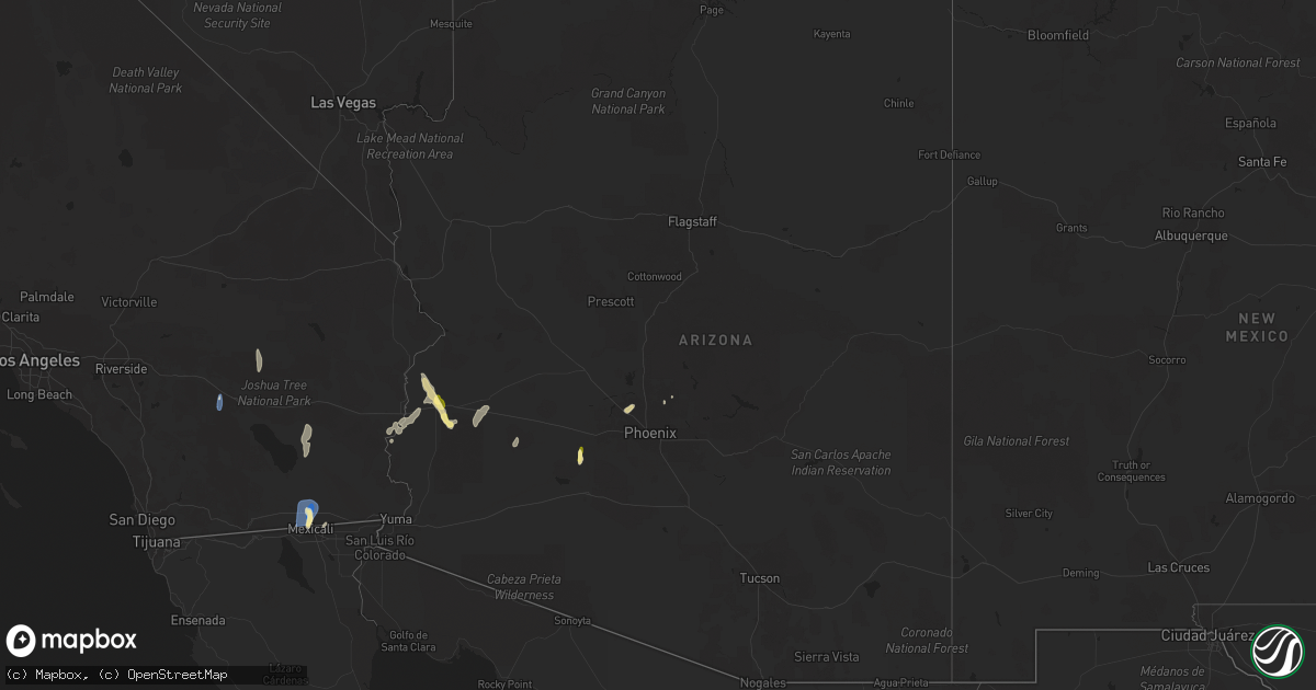 Hail map in Arizona on September 18, 2025