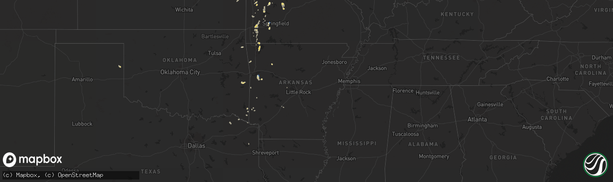 Hail map in Arkansas on September 18, 2025