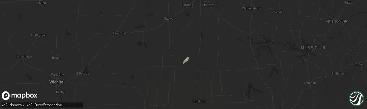 Hail map in Blue Mound, KS on September 18, 2025