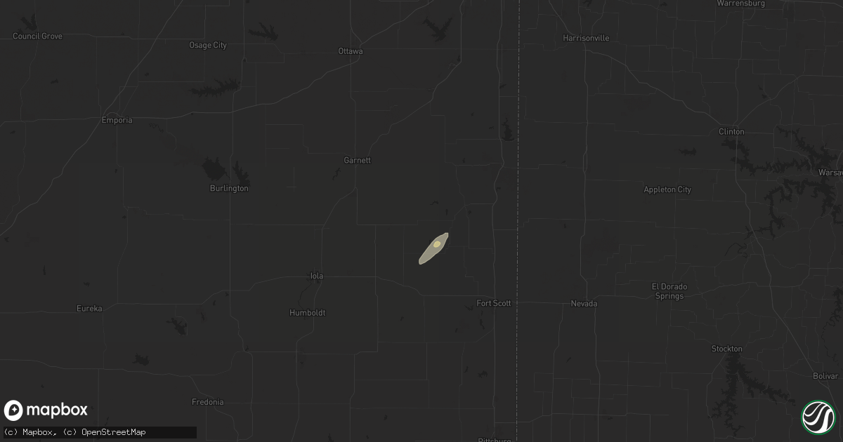 Hail map in Blue Mound, KS on September 18, 2025