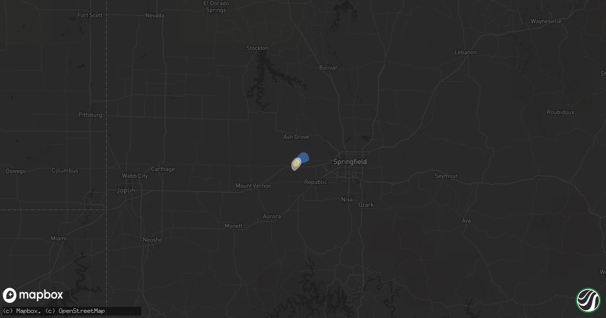 Hail map in Bois D Arc, MO on September 18, 2025