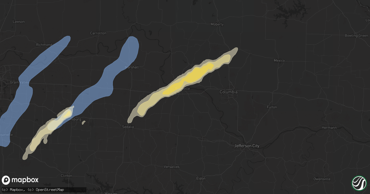 Hail map in Boonville, MO on September 18, 2025