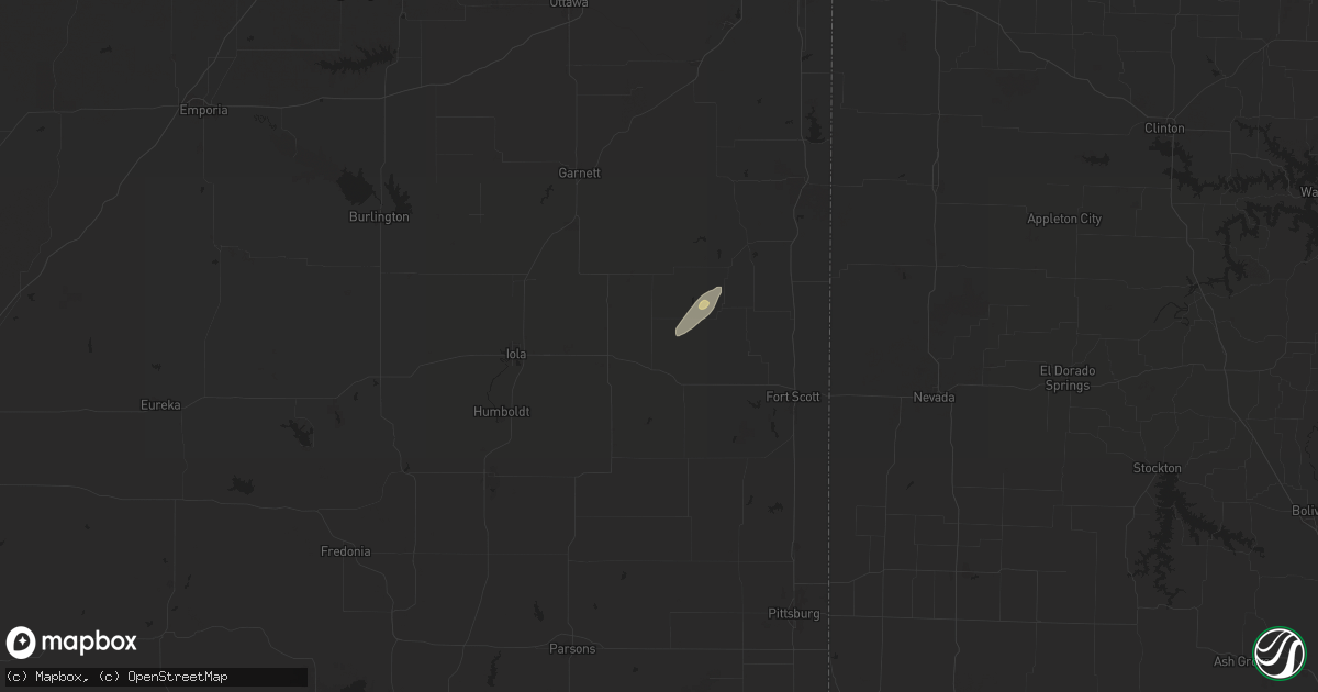 Hail map in Bronson, KS on September 18, 2025