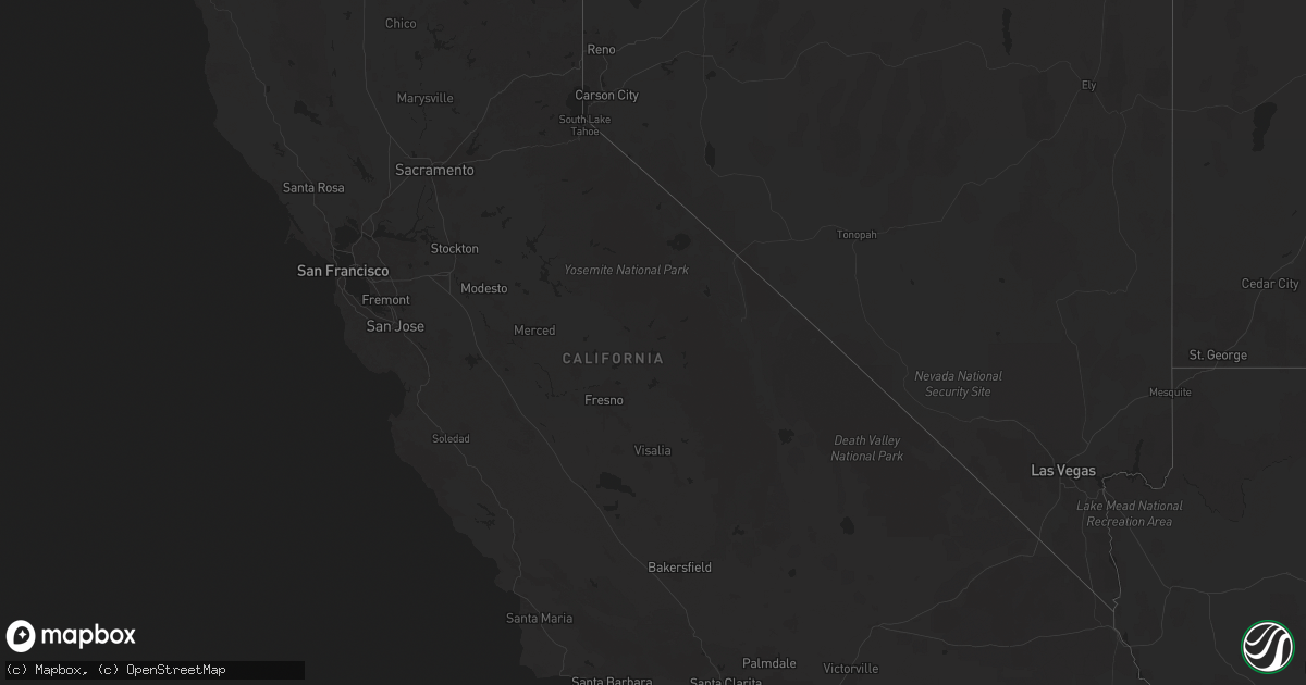 Hail map in California on September 18, 2025