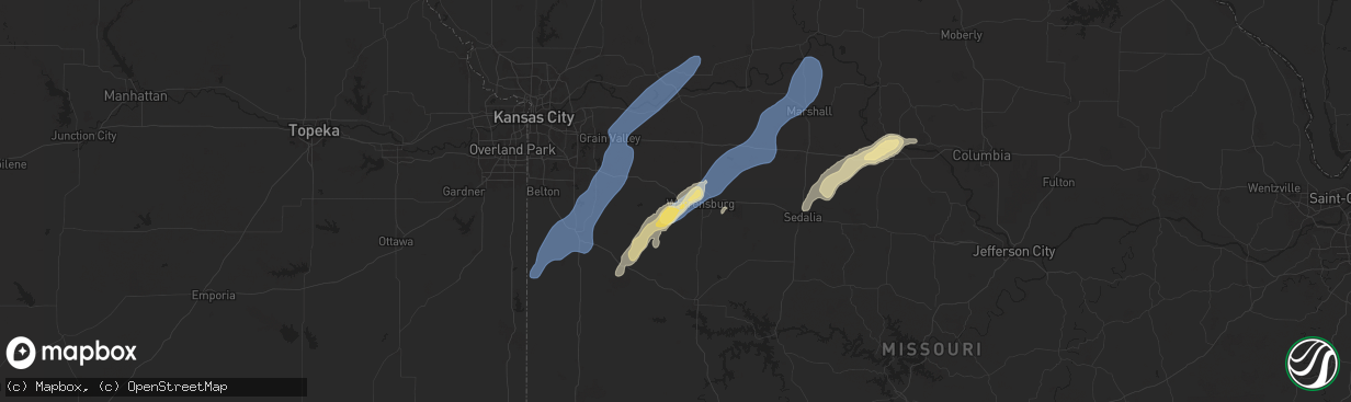 Hail map in Centerview, MO on September 18, 2025
