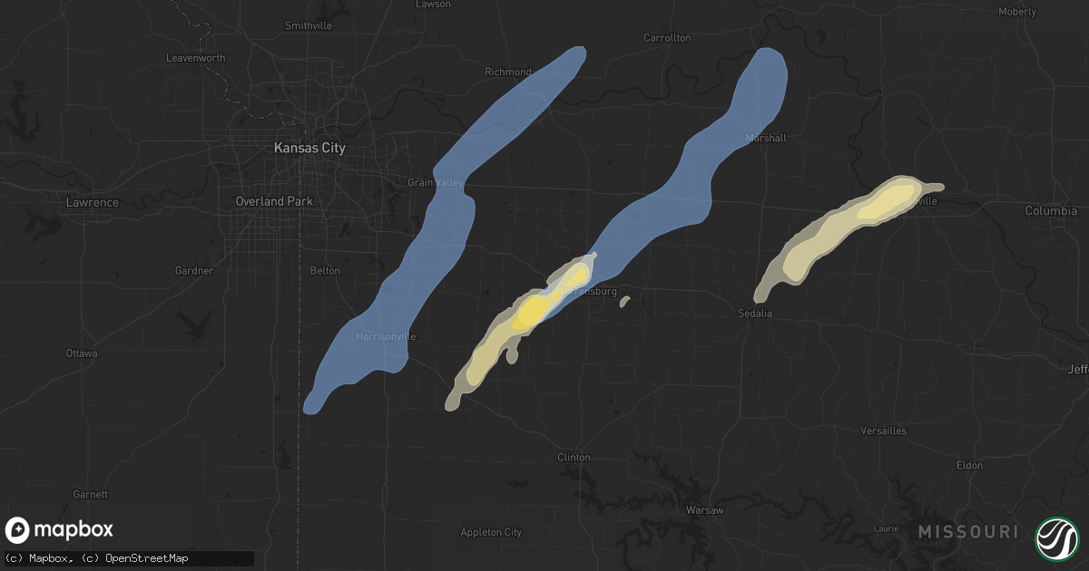 Hail map in Centerview, MO on September 18, 2025