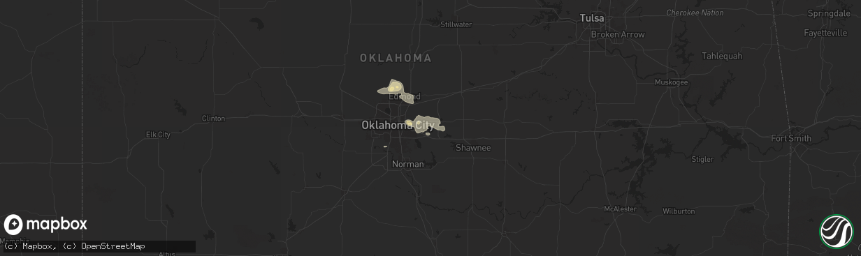 Hail map in Choctaw, OK on September 18, 2025