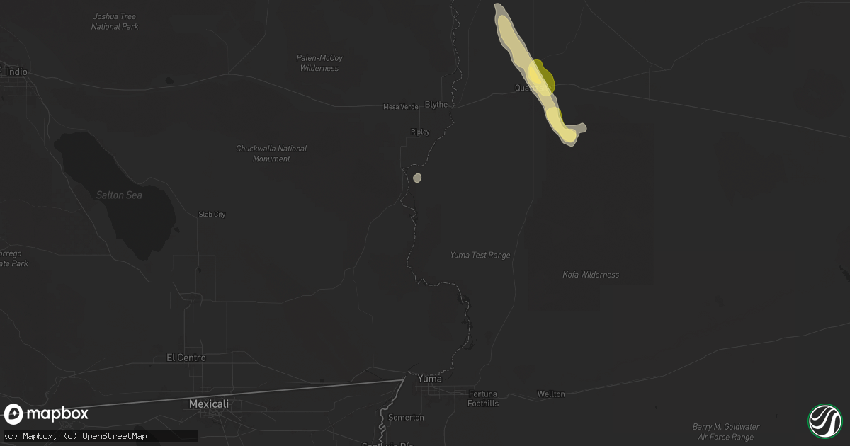 Hail map in Cibola, AZ on September 18, 2025