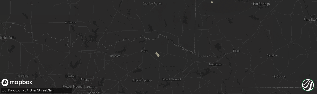 Hail map in Detroit, TX on September 18, 2025