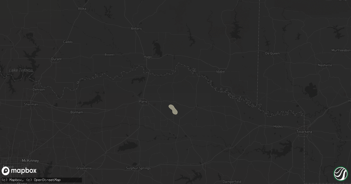 Hail map in Detroit, TX on September 18, 2025