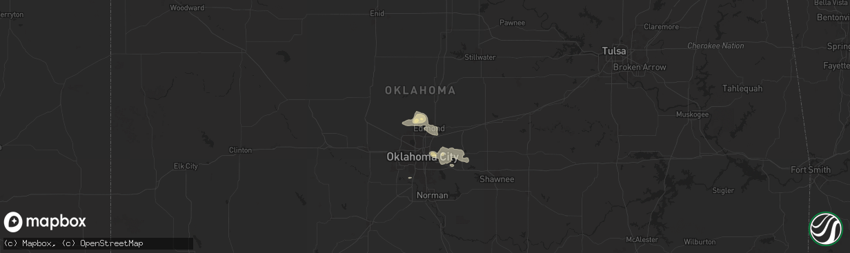 Hail map in Edmond, OK on September 18, 2025