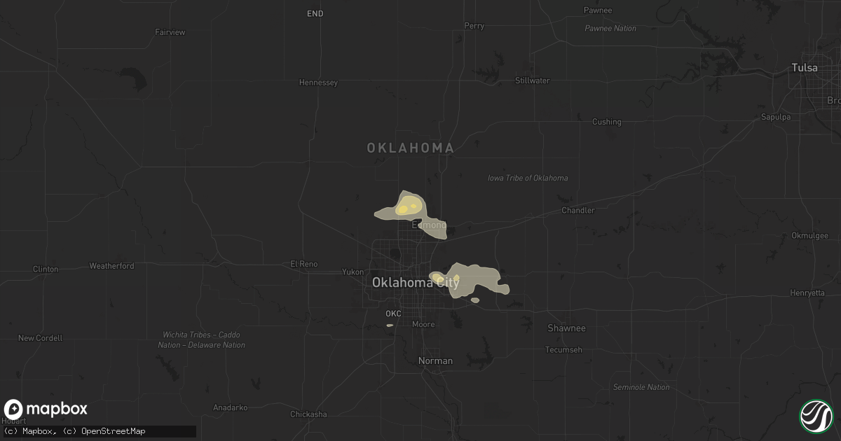 Hail map in Edmond, OK on September 18, 2025