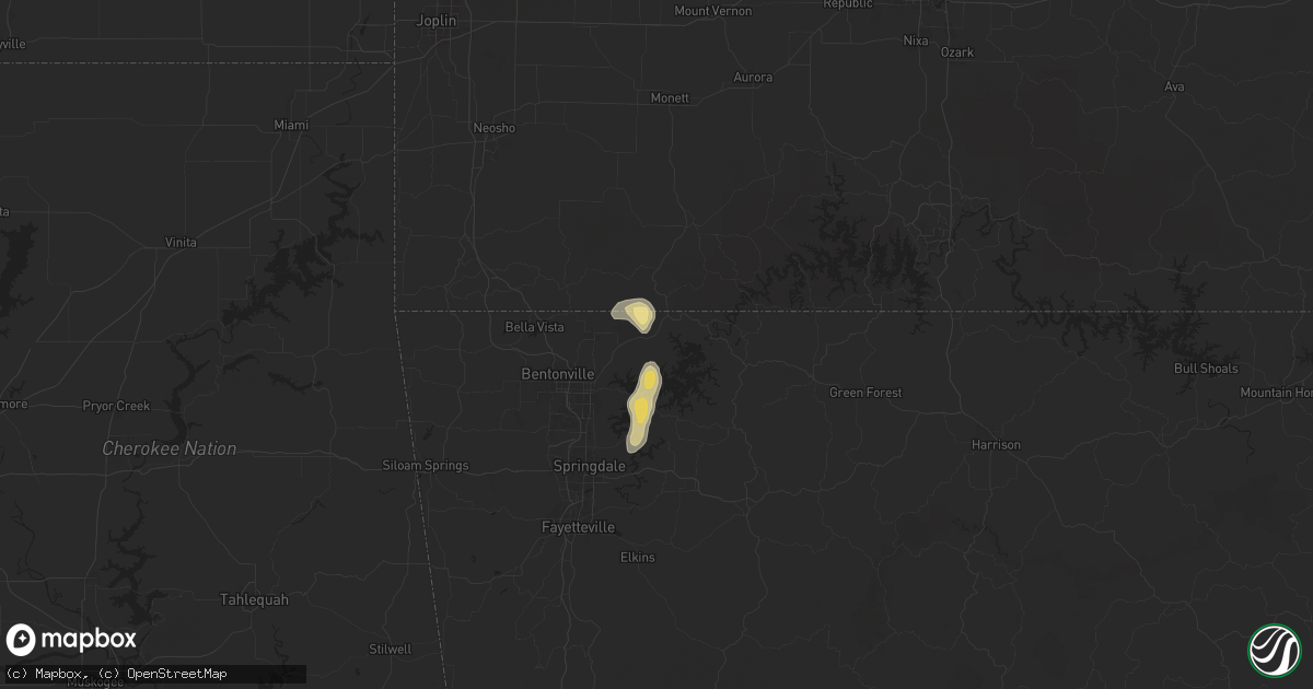 Hail map in Garfield, AR on September 18, 2025