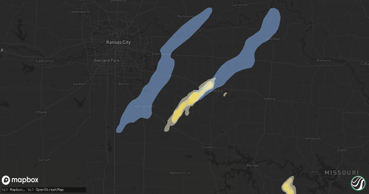 Hail map in Holden, MO on September 18, 2025