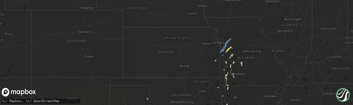 Hail map in Kansas on September 18, 2025