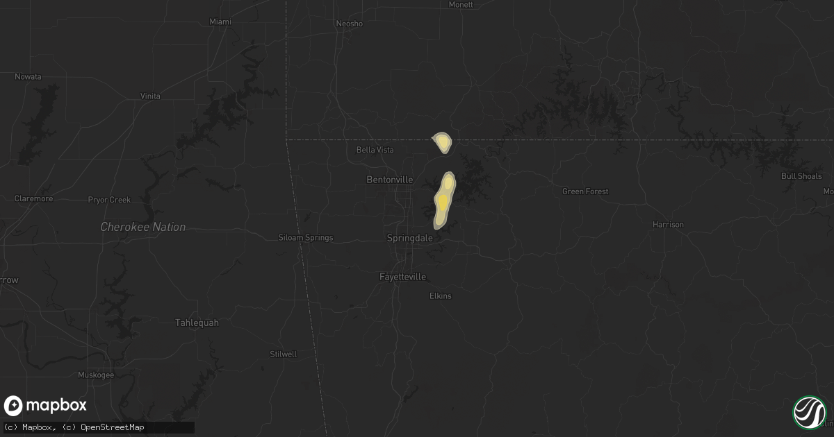 Hail map in Lowell, AR on September 18, 2025