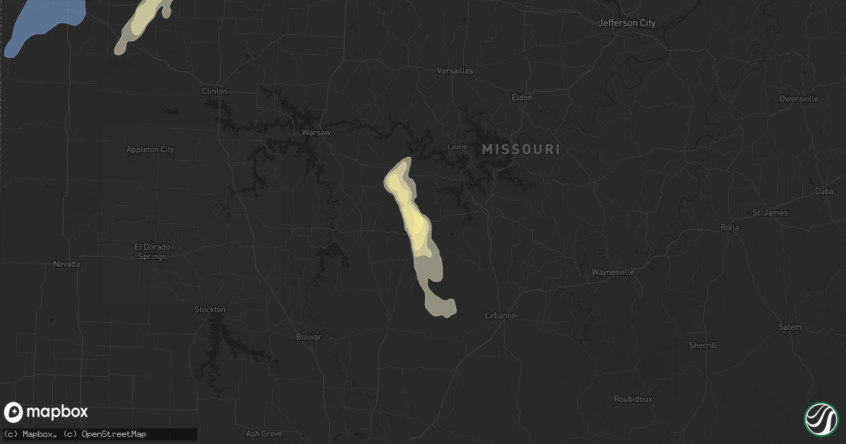 Hail map in Macks Creek, MO on September 18, 2025