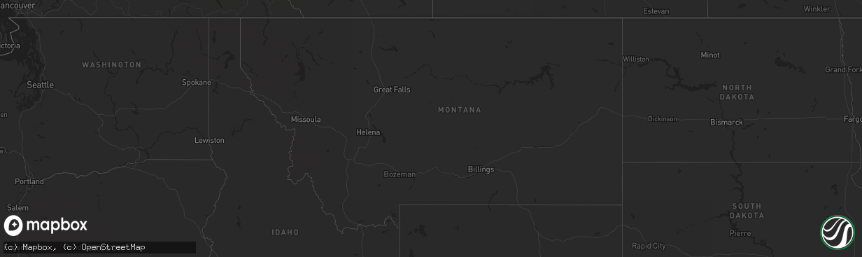 Hail map in Montana on September 18, 2025