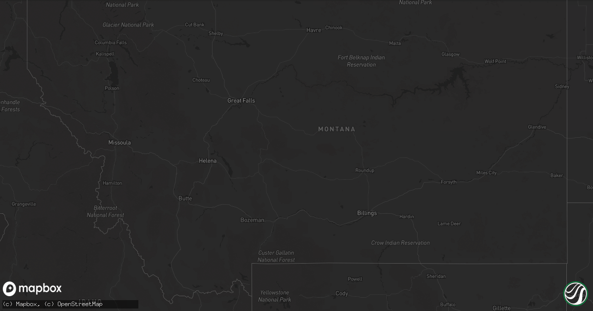 Hail map in Montana on September 18, 2025