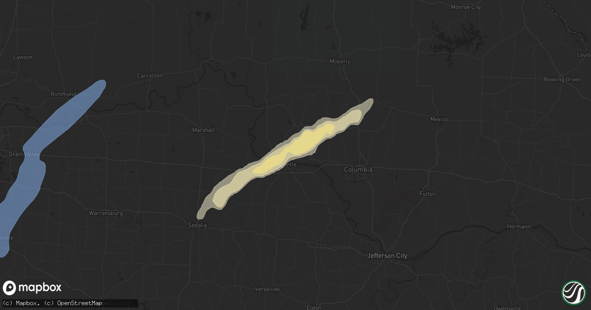 Hail map in New Franklin, MO on September 18, 2025