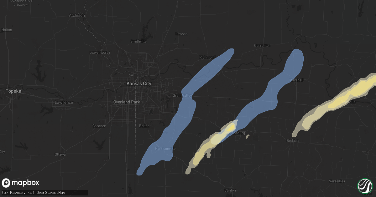 Hail map in Oak Grove, MO on September 18, 2025