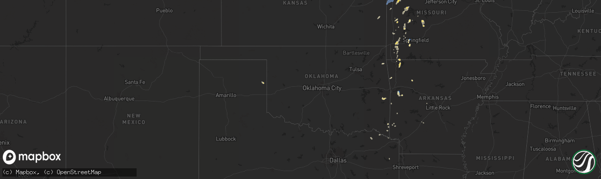 Hail map in Oklahoma on September 18, 2025