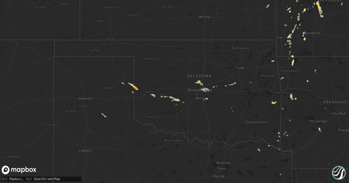 Hail map in Oklahoma on September 18, 2025