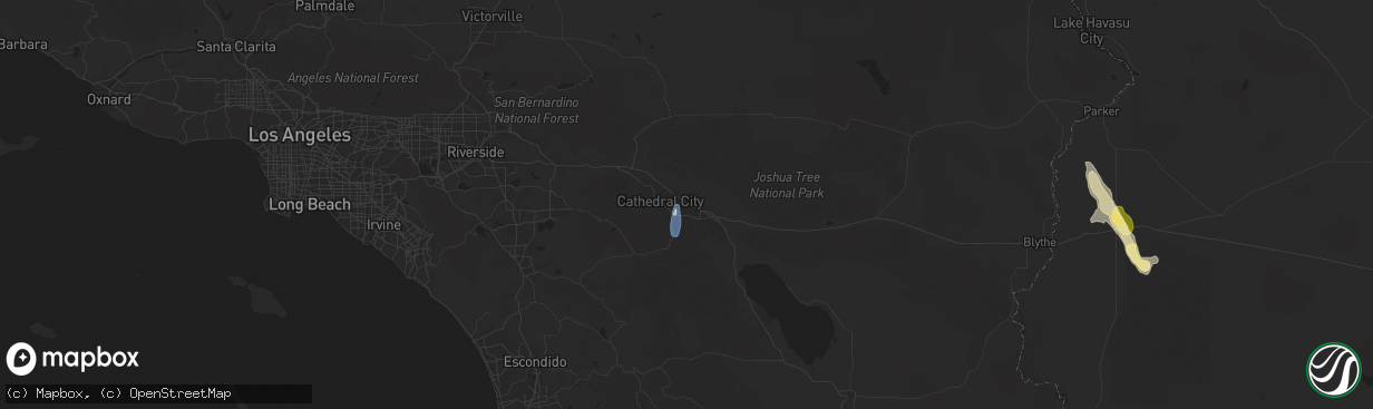 Hail map in Palm Desert, CA on September 18, 2025