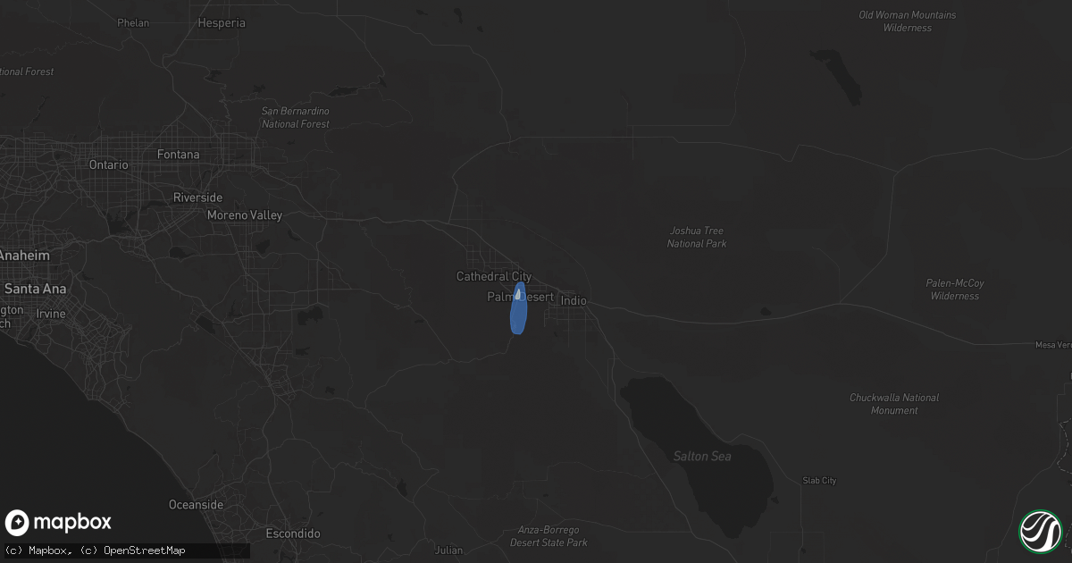 Hail map in Palm Desert, CA on September 18, 2025