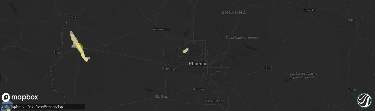 Hail map in Peoria, AZ on September 18, 2025