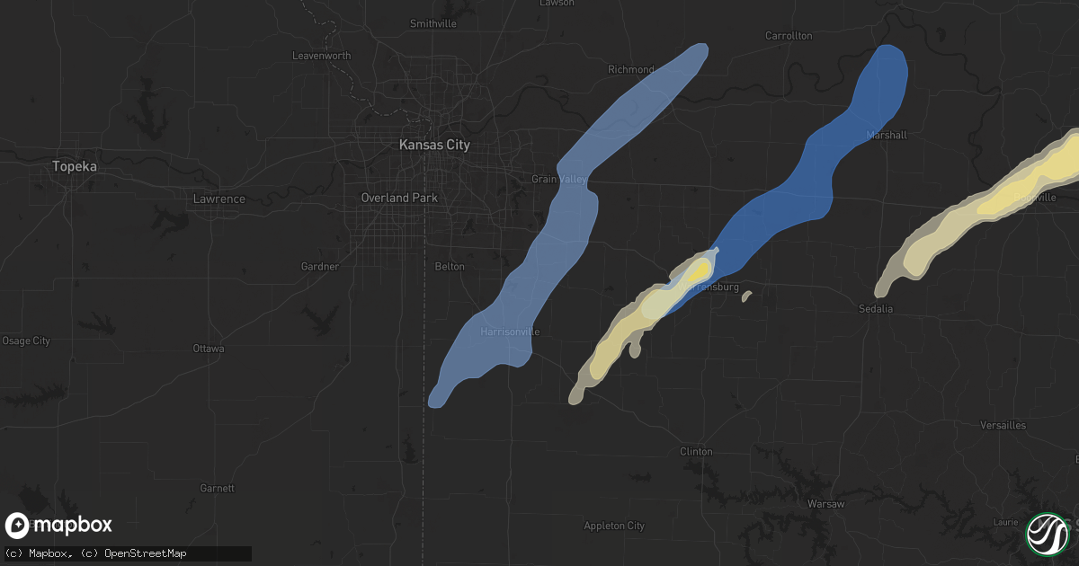 Hail map in Pleasant Hill, MO on September 18, 2025
