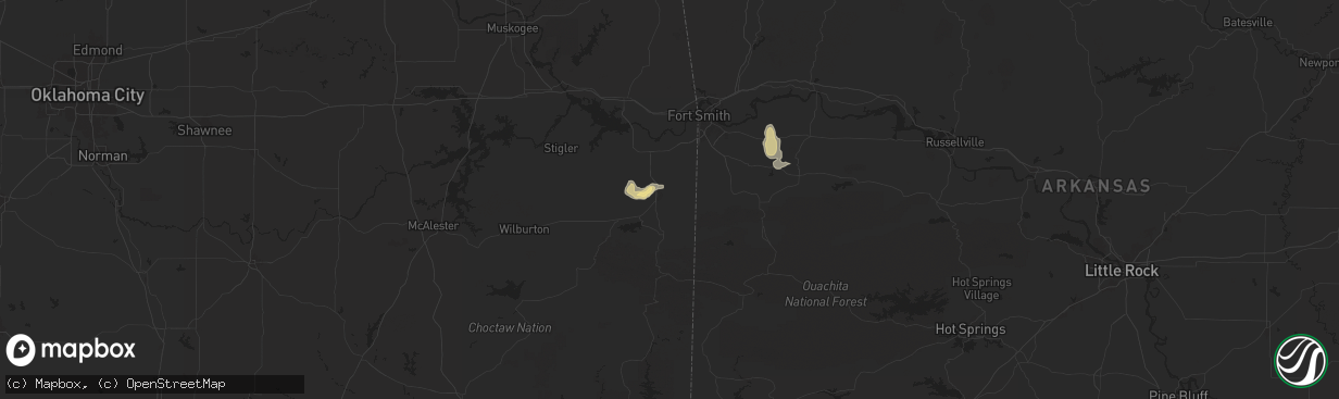 Hail map in Poteau, OK on September 18, 2025