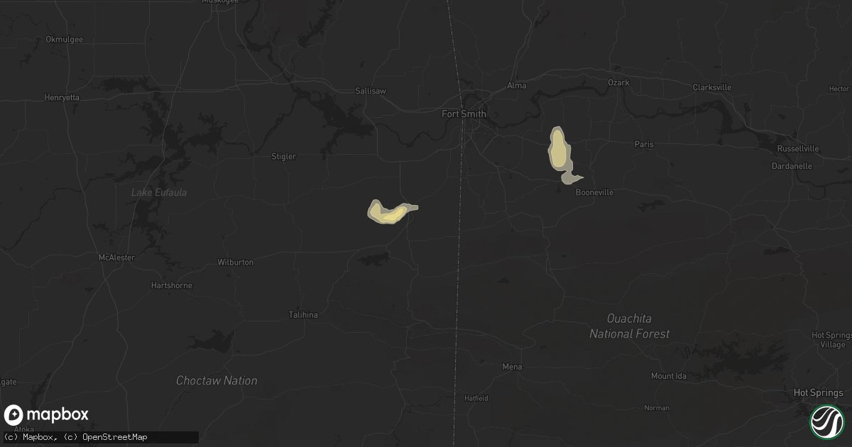 Hail map in Poteau, OK on September 18, 2025