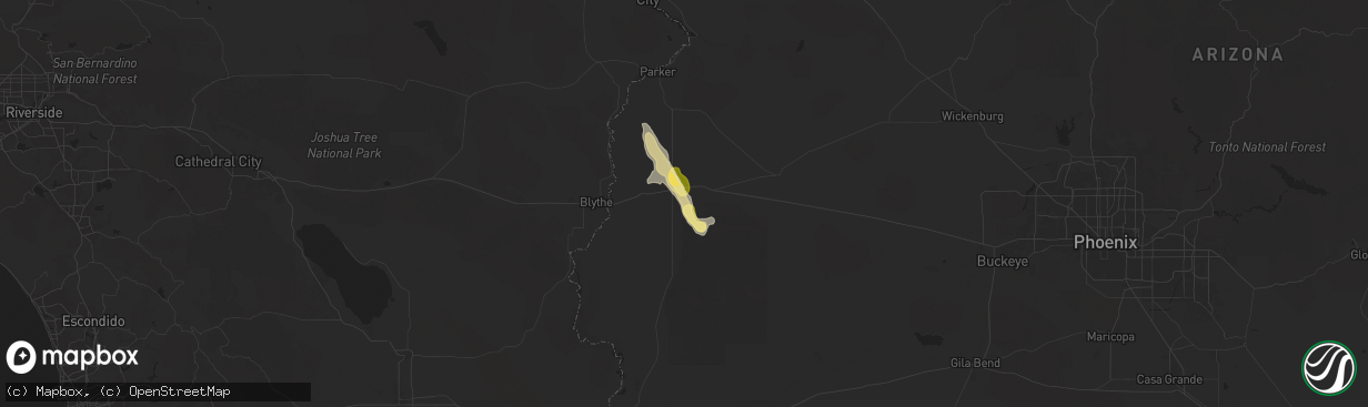 Hail map in Quartzsite, AZ on September 18, 2025