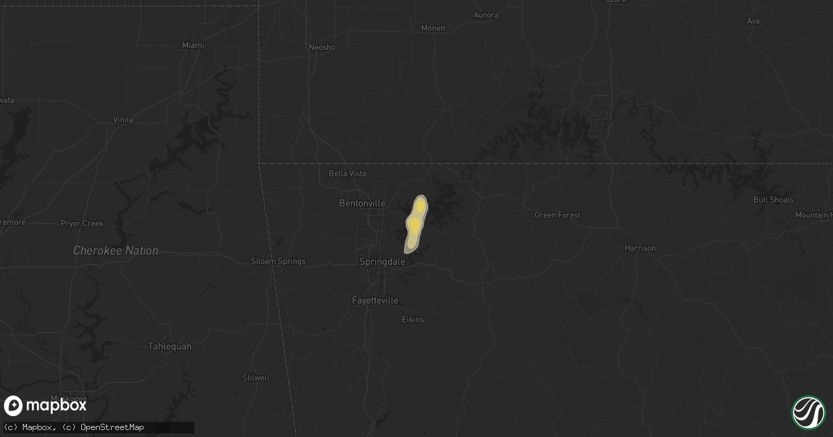 Hail map in Rogers, AR on September 18, 2025