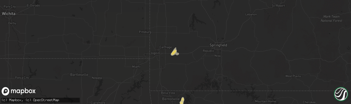 Hail map in Sarcoxie, MO on September 18, 2025
